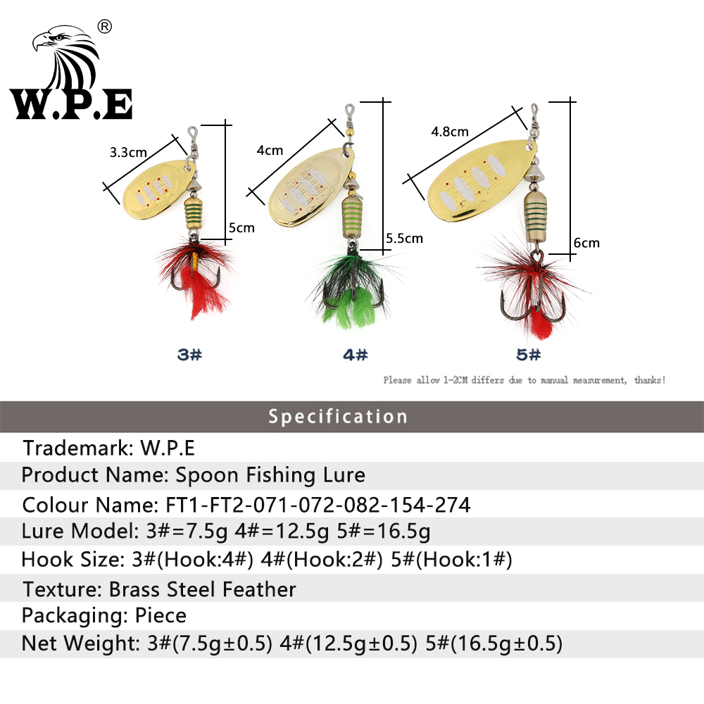W.P.E KOMODO Spinner Lure 2pcs - Fishing Lure Spoon recension och pris